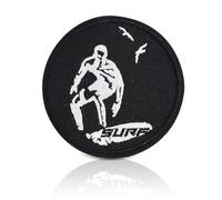 SURF Patch, Minimalist Surfing Embroidered Iron On and Sew On Patch, 3" Round for Backpack, Hoodie or Jacket, Beach Lifestyle Freedom Lover Gift for Surfers, Travelers and Adventurers