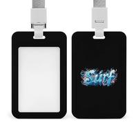 Surf Push-Pull ID Badge Holder Vertical Clear Holders with Lanyard Key Card Work Clip for Office Men Women