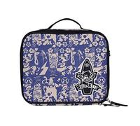 Surf Ratz Board Logo Lunch Bag | Unisex Stylish Waterproof Lunch Box | Multi-functional Work Travel Office Hiking Food Storage Insulated Zipper Closure Tote - Blue/Stone