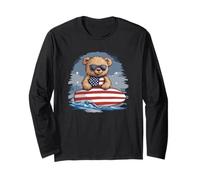 Surf’s Up with Cool Teddy Bear and American Surfboard Long Sleeve T-Shirt
