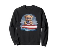 Surf’s Up with Cool Teddy Bear and American Surfboard Sweatshirt