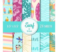Surf Scrapbook Paper Pad - 8.5 x 8.5 in - 24 Double-Sided Patterned Sheets - Decorative Craft Paper for Card Making, Journaling, Planners, Origami, Decoupage, and Scrapbooking