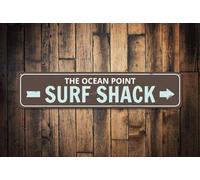Surf Shack Arrow Sign Personalized Ocean Location Sign Custom Beach Lover Gift Metal Beach House Decor Outdoor Street Sign/Subway Sign 4x16 inch