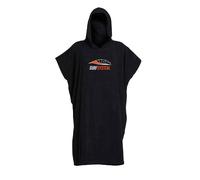 SURF SYSTEM Adult Surf Poncho - Terry Cotton Changing Robe with Hood - Soft, Roomy, Surfer Style Hood - Lightweight Cozy Terry Bath Towel Feel, for Changing - Beach or Boating, Black, Large