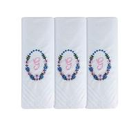 Surf the Shop 3 Pack Of Womens/Ladies Embroidered Initial Handkerchiefs With White Satin Border Various Initials (G)