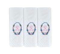 Surf the Shop 3 Pack Of Womens/Ladies Embroidered Initial Handkerchiefs With White Satin Border Various Initials (R)