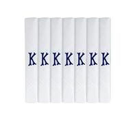 Surf the Shop 7 Pack Of Mens Initial Embroidered White Handkerchiefs With Satin Border, Various Letters (K)