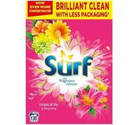 Surf Tropical Biological Cleaning Fabric Solution Washing Powder For Clothes Bulk Pack - Suitable for Cold and Hot Washes - 130 washes