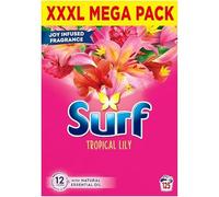 Surf Tropical Lily Washing Powder Laundry Detergent Mega XXXL Pack, 125 Washes, Long-Lasting Fresh Fragrance with Natural Essential Oils, Stain Removal & Colour Care - By MegaAisle