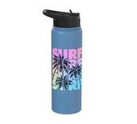 Surf Typography Palm Trees Summer Vacation Stainless Steel Insulated Water Bottle