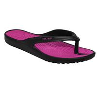 Surf Womens Ladies Slip On Eva Toe Post Beach Summer Pool Flip Flop Sandals Shoes Sizes UK 3-8 (Black/Fuchsia, Numeric_3)