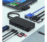 Surface Docking Station, 12-in-1 Triple Displays VGA +Dual HDMI Surface Dock, Surface Docking Station for Surface Pro 11/10/9/8/X/7/6/5/4/3, Surface Book, Surface Laptop, Surface Go Dock
