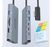 Surface Docking Station with HDMI Ethernet SD/TF 5x USB PD, Docking Station for Surface Pro 11/10/9/8/X/7/6/5, Surface Laptop, Surface Book