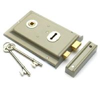 Surface Fixing Flanged Rim Lock Sashlock 6 x 4" Grey