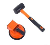 Surface-Gripping Suction Cups with Elastic Rubber Hammer for Laminate Tile Alignment Glass Panel Relocation and Handrail Setup (Suction cup hammer)