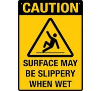 Surface May Be Slippery When Wet Sign 8"X12" Rust Free Aluminum Signs Outdoor, Metal Tin Sign For Home, Business, Yard