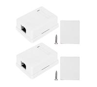 Surface Mount Box, 2Pcs Desktop Information Junction Box RJ45-8P8C Network Socket CAT6 Single Port Shielded Networks Wiring Surface Mounted Flexible Corner Built in Screws