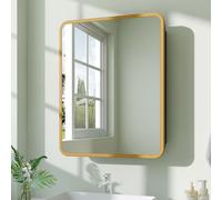 Surface Mount Rectangular Bathroom Storage Mirror Cabinet with Round Corner