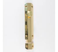 Surface Mounted Flat Sliding Door Bolt Lock - 152 x 35mm - Polished Brass | Sliding Security Barrel Bolt - Heavy Duty Secure Sliding Latch - Door/Gate Wall Mounted Lock