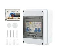 Surface-Mounted Fuse Box IP65, Distribution Box Surface-Mounted with Fi Circuit Breaker, Surface-Mounted Distributor, Small Distributor, for Garages, Workshops, Office, Circuit Breaker 40A, Air Switch