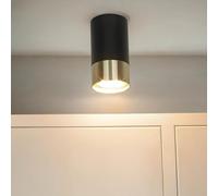 Surface-mounted GU10 ceiling spotlight, surface-mounted spotlight black gold, elegant, stylish, small, Ø5.5 cm, H:10 cm, surface-mounted, living room, kitchen, hallway, ceiling spotlight