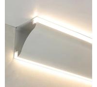 Surface-Mounted Linear Light Channel Diffuser for Double-Sided Hidden LED Strips, Indirect Wall & Ceiling Lighting Trim Slot, 11m (36.1 ft) Crown Molding Solution