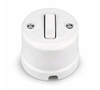 Surface-mounted porcelain retro, switch, changeover switch, All-in-One, PR1 series white