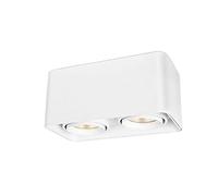 Surface Mounted Square Downlight, Led Ceiling, Double Head 7W Spotlight Indoor Downlight, Cr90 Adjustable Ceiling Light, Angle 25° Spotlight, Kitchen Island Living Room -White-3000k
