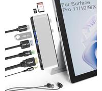 Surface Pro 11 10 9 Docking Station with 4K HDMI,USB-C Thunderbolt 4(8K Video+40Gbps+100W Power),100M Ethernet,USB3.0,SD TF Card Slot,3.5mm Audio,Triple Display for Surface Pro 11/10/9/X Accessories