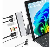 Surface Pro 11/10/9/X USB C Hub, Surface Pro 9 Hub Docking Station with 4K HDMI, Thunerbolt 4 (8K Video+Data+100W PD), 2*USB 3.0, 3.5mm Audio, SD/TF, USB C Adapter for Surface Pro 11 Copilot/10/9/X