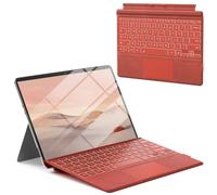 Surface Pro Keyboard, Wireless Ergonomic Type Cover for Microsoft Surface Pro 7 Plus 7/6/5/4/3 12.3 inch, Ultra-Slim Portable Magnetic Bluetooth Keyboard with 7 Color Backlit, Trackpad Red