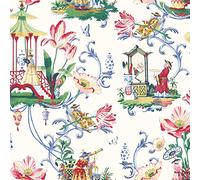 Surface Style - Peel and Stick Designer Wallpaper, Premium Whimsical Wallpaper for Bedroom, Powder Room, Kitchen, Self Adhesive, Vinyl, 30.75 Sq Ft Coverage (East of The Moon Collection, Porcelain)