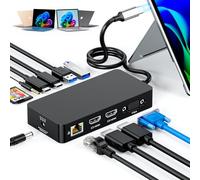 Surface Thunderbolt 4 Dock Triple Displays 4K HDMI*2+VGA, 12 in 1 Surface Pro Docking Station with 100W Power Adapter for MS Surface Pro 12/11/10/9/8/X/7+/7,Laptop 7/6/5/4/3,Laptop Go,Studio