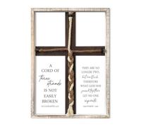 Surfapans A Cord of Three Strands Wedding Ceremony Wall Decor 22"X16" Unity Cross Braid Art Sign Ecclesiastes 4:12 for Couple Anniversary Christian Marriage (White)