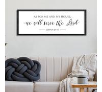 Surfapans Bible Verse Wall Decor As for Me and My House We Will Serve the Lord Sign 32"×12" Joshua 24 15 Christian Scripture Inspirational Rustic Farmhouse Living Room Wood Frame Hanging Art (Black)