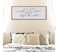 Surfapans If I Lay Here Would You Lie With Me Wall Decor Sign 40”X15” Master Room Bedroom Above Bed Large Farmhouse Inspirational Quotes Minimalist Wood Framed Over Bed Wall Art Decoration (Wood)