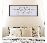 Surfapans If I Lay Here Would You Lie With Me Wall Decor Sign 40”X15” Master Room Bedroom Above Bed Large Farmhouse Inspirational Quotes Minimalist Wood Framed Over Bed Wall Art Decoration (Black)