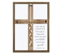 Surfapans Matthew 19:6 What God Has Joined Sign 15''X10'' Cord of Three Strands Unity Cross Braid Wedding Ceremony Ideas Wood Frame Christian Marriage Gifts Decor Couple Anniversary Religious (Wood)