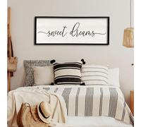 Surfapans Sweet Dreams Wall Decor Above Bed 40''×15'' Master Bedroom Large Sweet Dreams Sign Farmhouse Wall Decor Guest Room Wood Rustic Framed Wall Art Hanging Decoration (Black)
