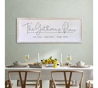 Surfapans The Gathering Place Sign 40”X15”Modern Farmhouse For Dining Room Or Kitchen Sit Long Talk Much Laugh Often (White)