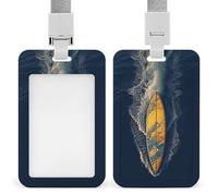 Surfboard Badge Holder with Lanyard, Vertical ABS Plastic ID Card Holder Fashion Name Badge Holders Office ID Card Protector for Teacher Nurse Employee Security Staff