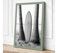 Surfboard Between Palms Canvas Wall Art Print 18x12 Inch (46 x 30 cm)