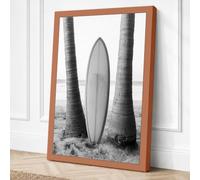 Surfboard Between Palms Canvas Wall Art Print 18x12 Inch (46 x 30 cm)