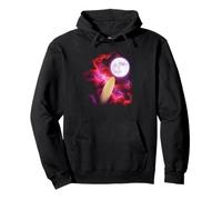 Surfboard howling at the moon pink purple surfing Pullover Hoodie