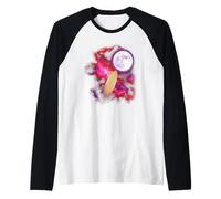 Surfboard Howling at The Moon Pink Purple Surfing Raglan Baseball Tee