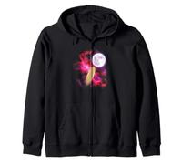 Surfboard howling at the moon pink purple surfing Zip Hoodie
