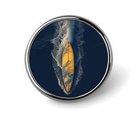 Surfboard Lapel Pin Exquisite Fashion Brooches Personalized Button Badge Novelty Unique Cute Button Pins Round Badge Pin Metal Brooch Pins for Backpack Bags Jacket