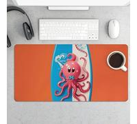 Surfboard Octopus Desk Pad Protector Non-Slip Gaming Desk Mat Waterproof Desktop Mat for Keyboard and Mouse Large Mousepad Smooth Writing Pad for Home Office Work(23.6 X 13.8)