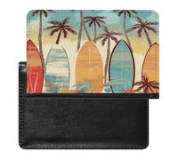 Surfboard Palm Tree Passport Holder Vaccine Card Holder Travel Document Organizer Credit Card Organizer for Women/Men