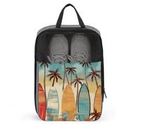 Surfboard Palm Tree Shoe Bag for Travel Water-Resistant Shoe Pouch for Gym Portable Sneaker Bag with Zipper Travel Luggage Shoes Organizer Soccer Cleats Bag for Gym, Luggage